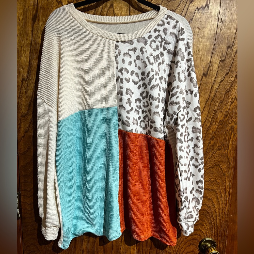 Waffleknit long sleeve top